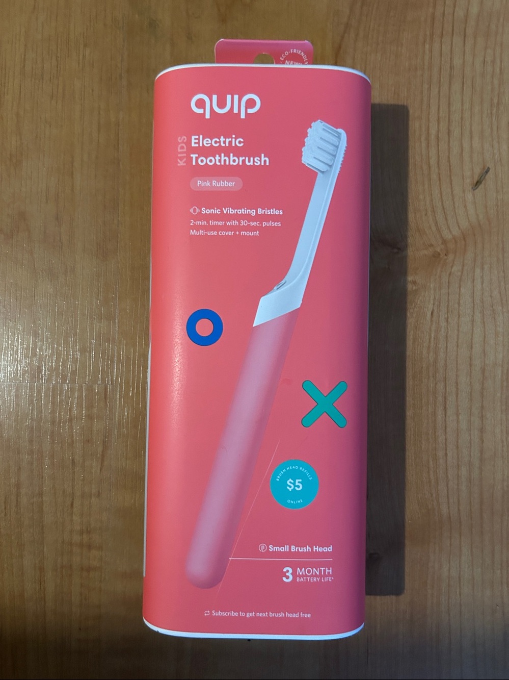 NEW Quip Kids Electric Toothbrush Pink Rubber Sonic Vibrating Bristles Timer